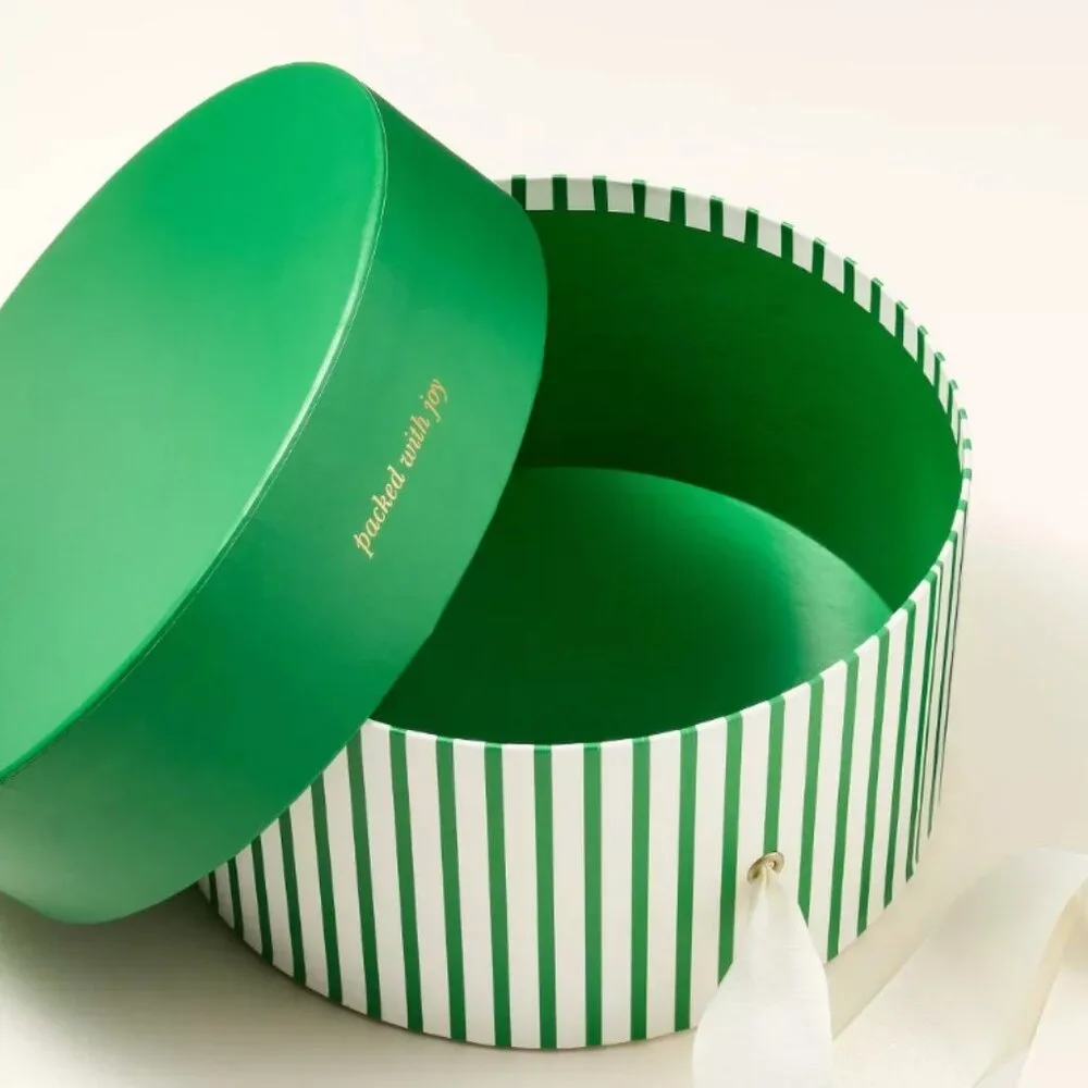 NWT 2pk Classic Rose/Stripe Round Gift Boxes Green/Blue - kate spade new york
